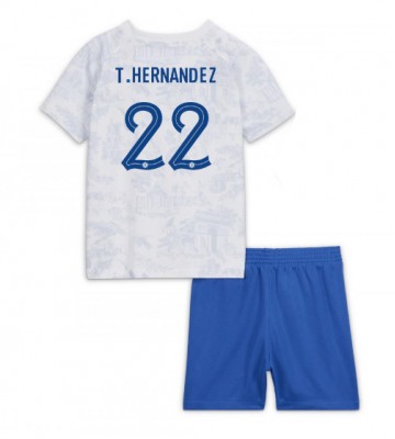 Francja Theo Hernandez #22 Koszulka Wyjazdowych Dziecięca MŚ 2022 Krótki Rękaw (+ Krótkie spodenki)